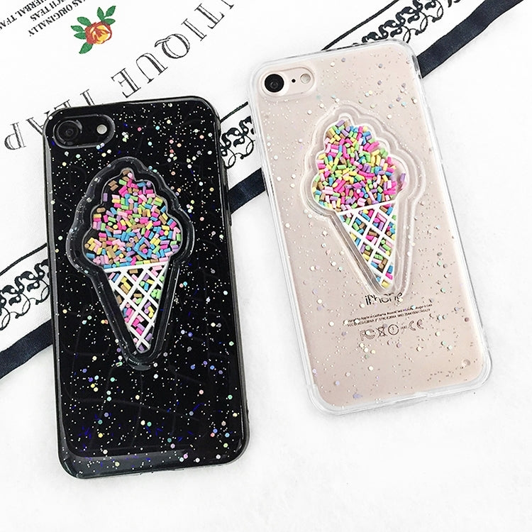 For iPhone 6 & 6s Ice Cream Pattern Glitter Powder Protective Back Cover Case