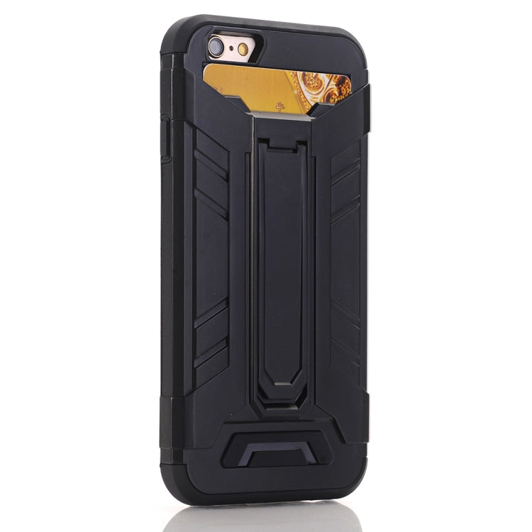 For iPhone 6 & 6s TPU + PC Shockproof Protective Back Cover Case with Holder & Card Slots