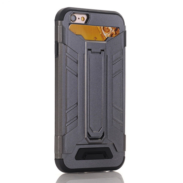 For iPhone 6 & 6s TPU + PC Shockproof Protective Back Cover Case with Holder & Card Slots