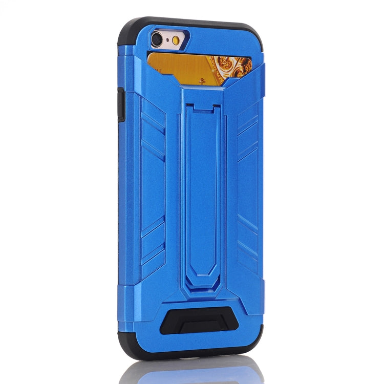 For iPhone 6 & 6s TPU + PC Shockproof Protective Back Cover Case with Holder & Card Slots