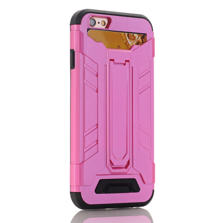 For iPhone 6 & 6s TPU + PC Shockproof Protective Back Cover Case with Holder & Card Slots