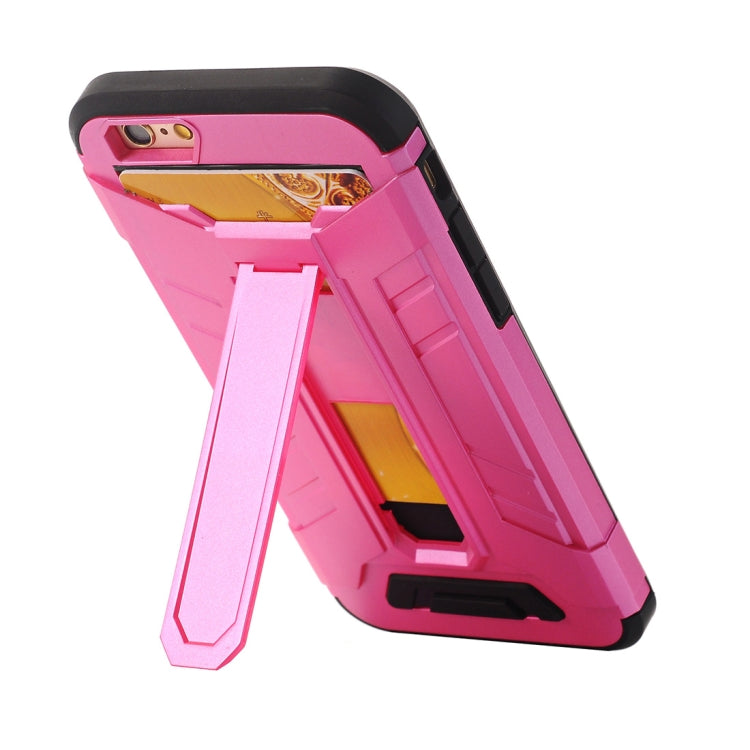 For iPhone 6 & 6s TPU + PC Shockproof Protective Back Cover Case with Holder & Card Slots