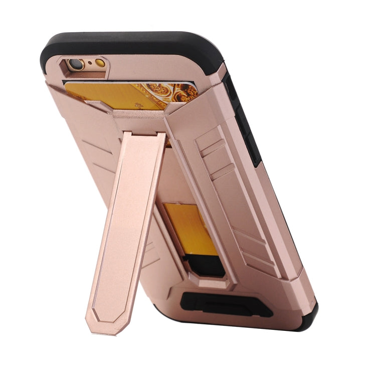 For iPhone 6 & 6s TPU + PC Shockproof Protective Back Cover Case with Holder & Card Slots