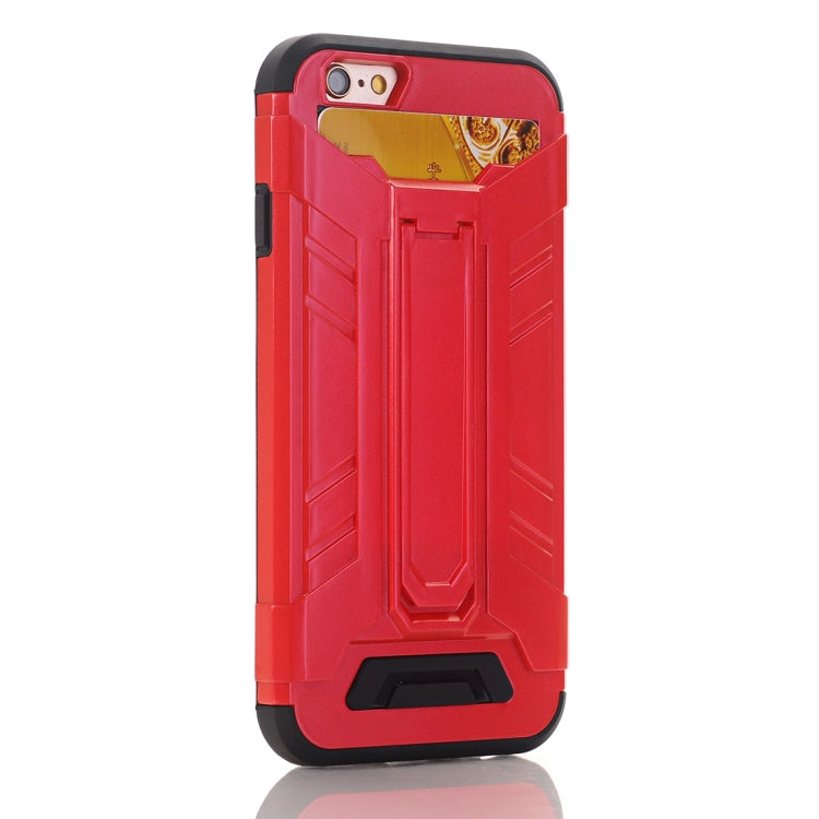 For iPhone 6 & 6s TPU + PC Shockproof Protective Back Cover Case with Holder & Card Slots