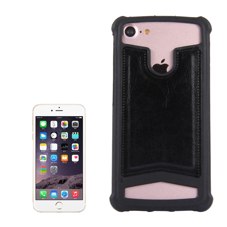 4.5-4.8 inch Universal Crazy Horse Texture PU Leather + Silicone Protective Case for Sony, Blackberry, HTC, Nokia, Blackview, ZTE, iNew, Leagoo, Bluboo and other Smartphones, Size: 14.2x7.4x1cm