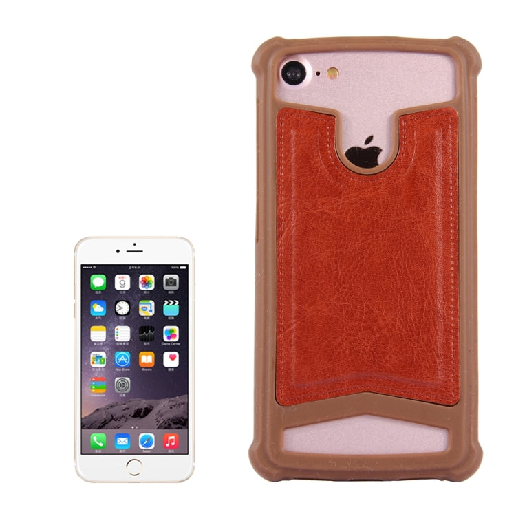 4.5-4.8 inch Universal Crazy Horse Texture PU Leather + Silicone Protective Case for Sony, Blackberry, HTC, Nokia, Blackview, ZTE, iNew, Leagoo, Bluboo and other Smartphones, Size: 14.2x7.4x1cm