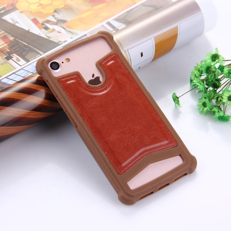 4.5-4.8 inch Universal Crazy Horse Texture PU Leather + Silicone Protective Case for Sony, Blackberry, HTC, Nokia, Blackview, ZTE, iNew, Leagoo, Bluboo and other Smartphones, Size: 14.2x7.4x1cm