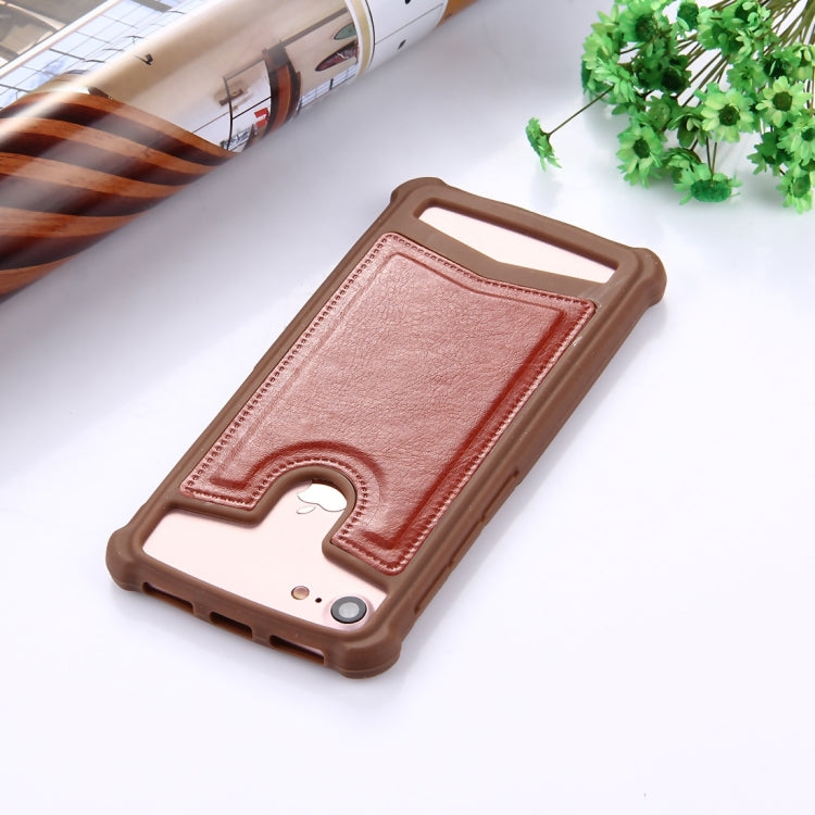 4.5-4.8 inch Universal Crazy Horse Texture PU Leather + Silicone Protective Case for Sony, Blackberry, HTC, Nokia, Blackview, ZTE, iNew, Leagoo, Bluboo and other Smartphones, Size: 14.2x7.4x1cm