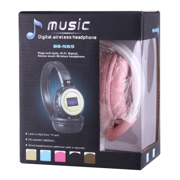 BS-N65 Headband Folding Stereo HiFi Wireless Headphone Headset with LCD Screen & TF Card Slot & LED Indicator Light & FM Function