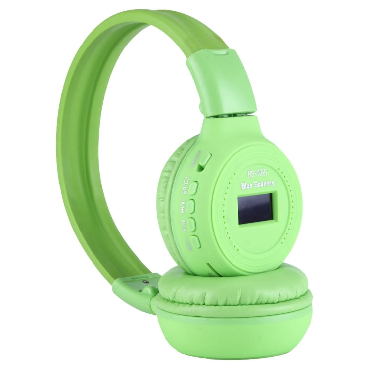 BS-N65 Headband Folding Stereo HiFi Wireless Headphone Headset with LCD Screen & TF Card Slot & LED Indicator Light & FM Function