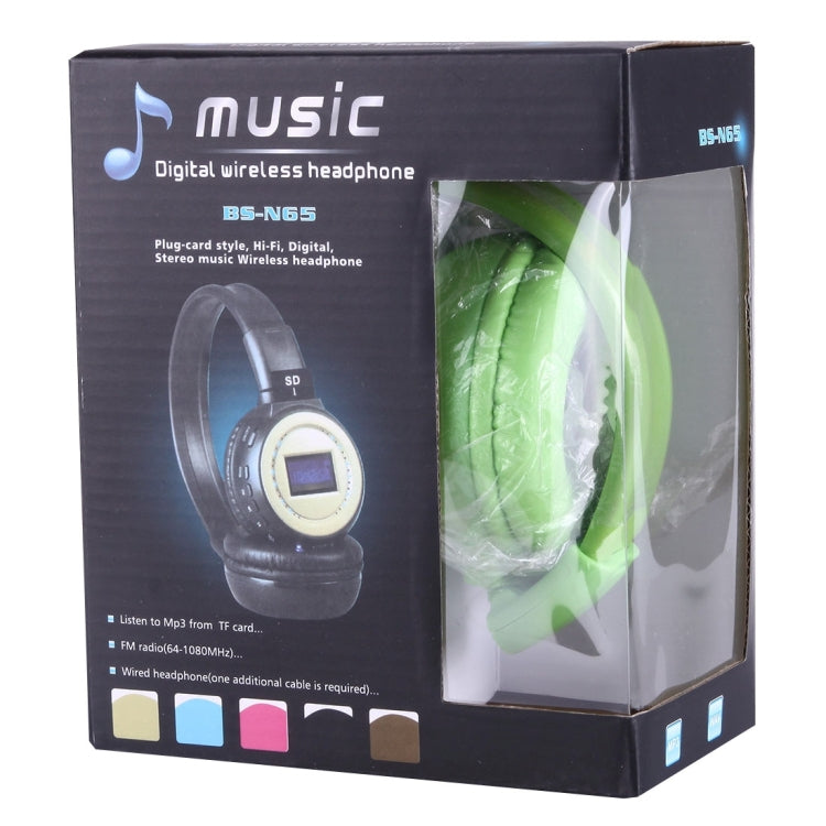 BS-N65 Headband Folding Stereo HiFi Wireless Headphone Headset with LCD Screen & TF Card Slot & LED Indicator Light & FM Function