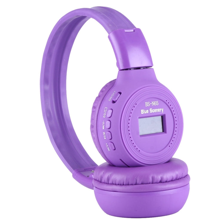 BS-N65 Headband Folding Stereo HiFi Wireless Headphone Headset with LCD Screen & TF Card Slot & LED Indicator Light & FM Function
