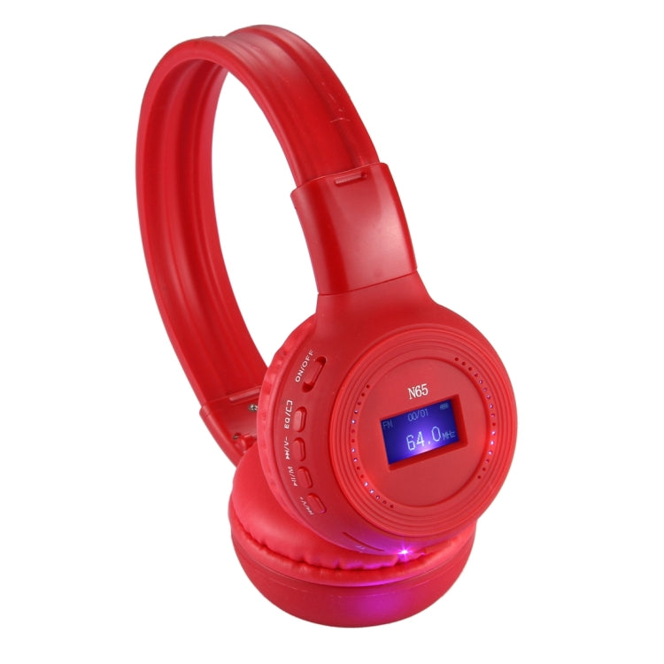 BS-N65 Headband Folding Stereo HiFi Wireless Headphone Headset with LCD Screen & TF Card Slot & LED Indicator Light & FM Function