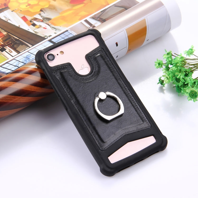 4.5-4.8 inch Universal Crazy Horse Texture PU Leather + Silicone Protective Case with Holder for Sony, Blackberry, HTC, Nokia, Blackview, ZTE, iNew, Leagoo, Bluboo and other Smartphones, Size: 14.2x7.4x1cm