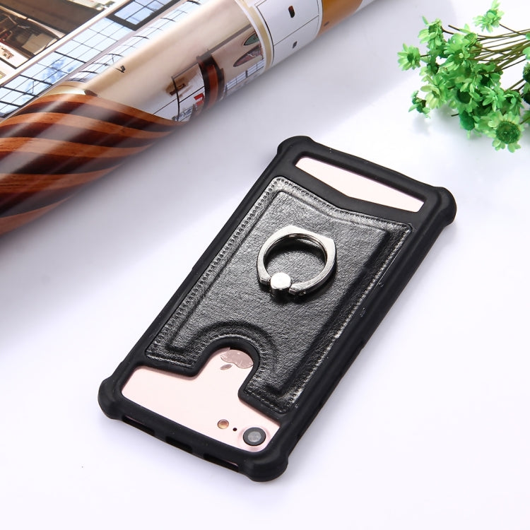4.5-4.8 inch Universal Crazy Horse Texture PU Leather + Silicone Protective Case with Holder for Sony, Blackberry, HTC, Nokia, Blackview, ZTE, iNew, Leagoo, Bluboo and other Smartphones, Size: 14.2x7.4x1cm