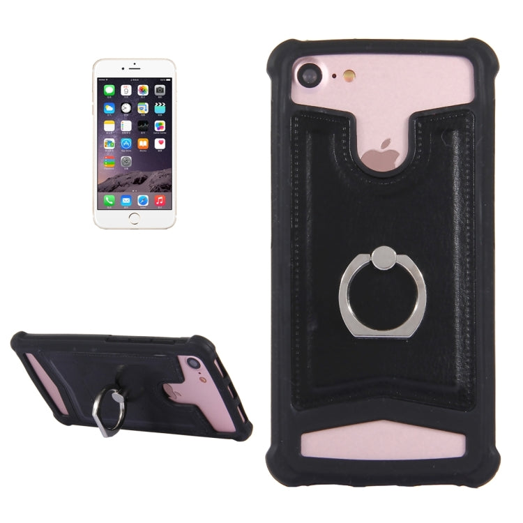 4.5-4.8 inch Universal Crazy Horse Texture PU Leather + Silicone Protective Case with Holder for Sony, Blackberry, HTC, Nokia, Blackview, ZTE, iNew, Leagoo, Bluboo and other Smartphones, Size: 14.2x7.4x1cm