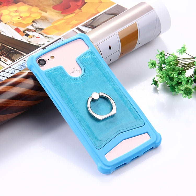 4.5-4.8 inch Universal Crazy Horse Texture PU Leather + Silicone Protective Case with Holder for Sony, Blackberry, HTC, Nokia, Blackview, ZTE, iNew, Leagoo, Bluboo and other Smartphones, Size: 14.2x7.4x1cm
