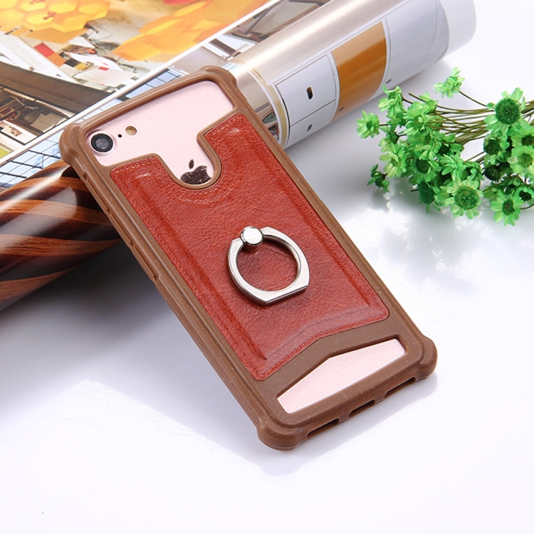 4.5-4.8 inch Universal Crazy Horse Texture PU Leather + Silicone Protective Case with Holder for Sony, Blackberry, HTC, Nokia, Blackview, ZTE, iNew, Leagoo, Bluboo and other Smartphones, Size: 14.2x7.4x1cm