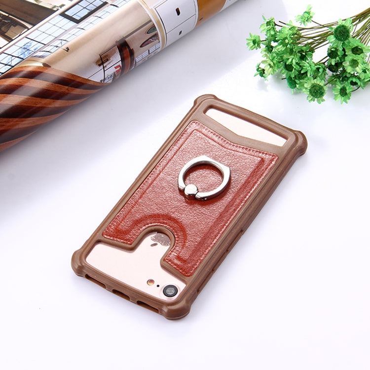4.5-4.8 inch Universal Crazy Horse Texture PU Leather + Silicone Protective Case with Holder for Sony, Blackberry, HTC, Nokia, Blackview, ZTE, iNew, Leagoo, Bluboo and other Smartphones, Size: 14.2x7.4x1cm