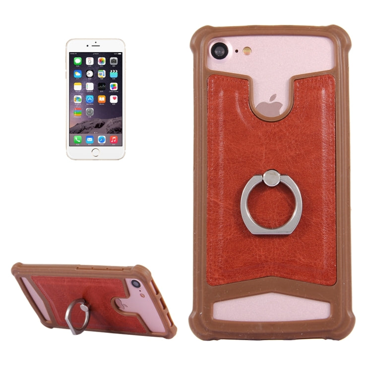 4.5-4.8 inch Universal Crazy Horse Texture PU Leather + Silicone Protective Case with Holder for Sony, Blackberry, HTC, Nokia, Blackview, ZTE, iNew, Leagoo, Bluboo and other Smartphones, Size: 14.2x7.4x1cm