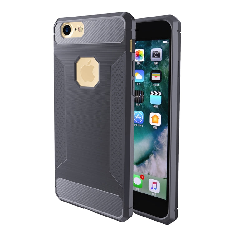 For iPhone 6 & 6s Brushed Carbon Fiber Texture Shockproof TPU Protective Cover Case