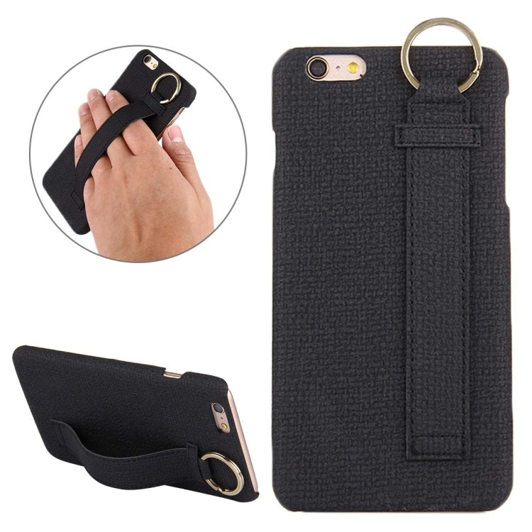 For iPhone 6 & 6s Denim Texture Paste Skin Leather Case with Holder & Ring & Elastic Hand Strap