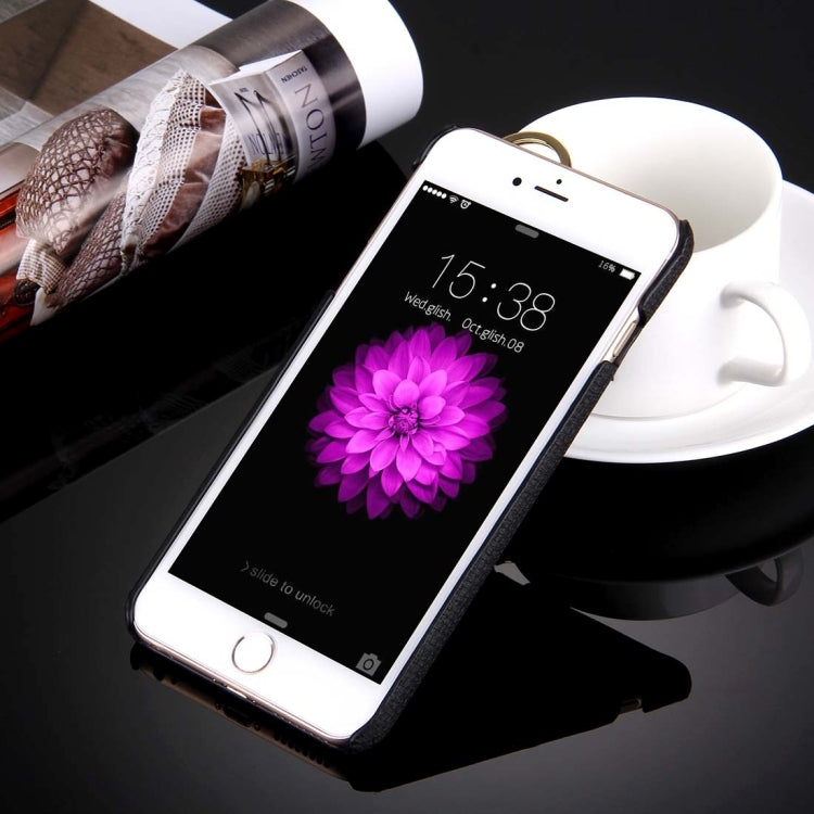 For iPhone 6 & 6s Denim Texture Paste Skin Leather Case with Holder & Ring & Elastic Hand Strap