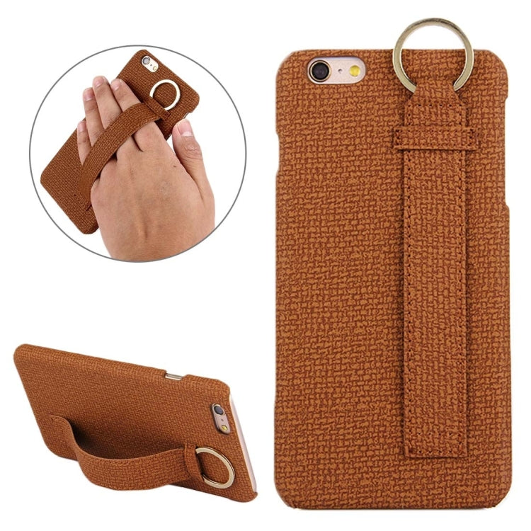 For iPhone 6 & 6s Denim Texture Paste Skin Leather Case with Holder & Ring & Elastic Hand Strap
