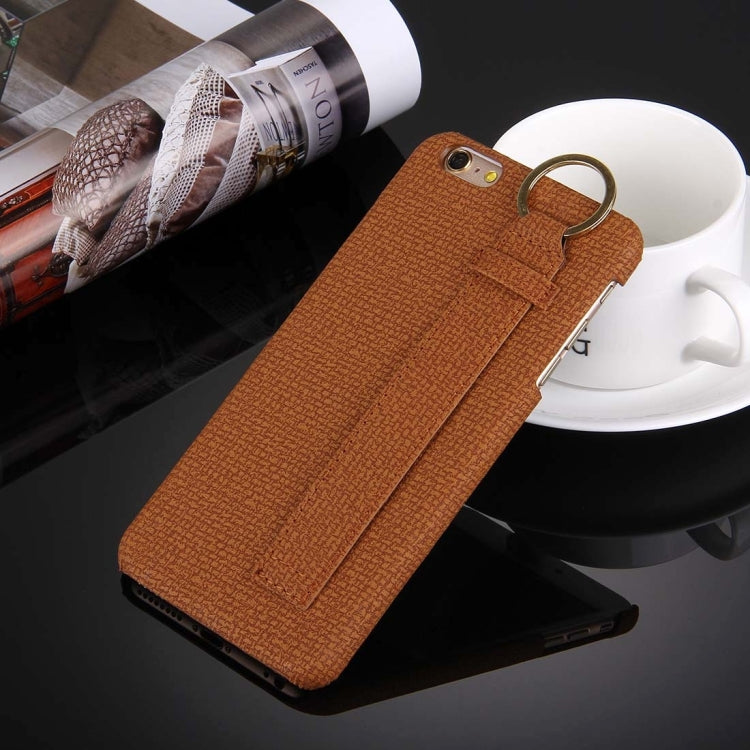For iPhone 6 & 6s Denim Texture Paste Skin Leather Case with Holder & Ring & Elastic Hand Strap