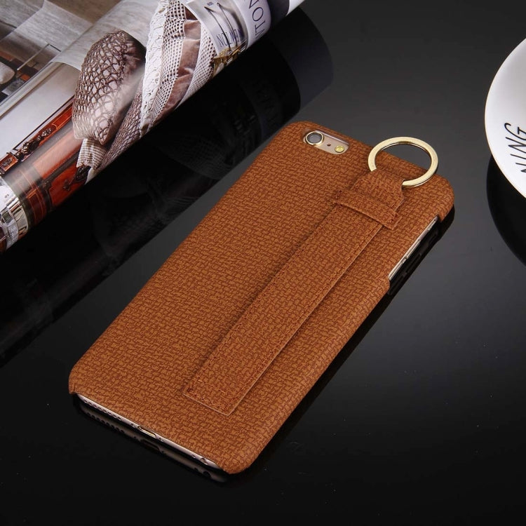 For iPhone 6 & 6s Denim Texture Paste Skin Leather Case with Holder & Ring & Elastic Hand Strap