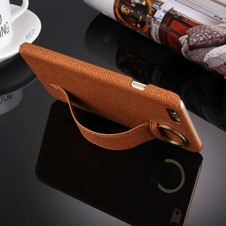 For iPhone 6 & 6s Denim Texture Paste Skin Leather Case with Holder & Ring & Elastic Hand Strap