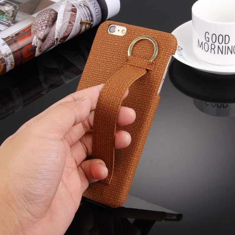 For iPhone 6 & 6s Denim Texture Paste Skin Leather Case with Holder & Ring & Elastic Hand Strap