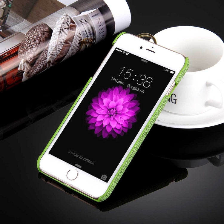 For iPhone 6 & 6s Denim Texture Paste Skin Leather Case with Holder & Ring & Elastic Hand Strap