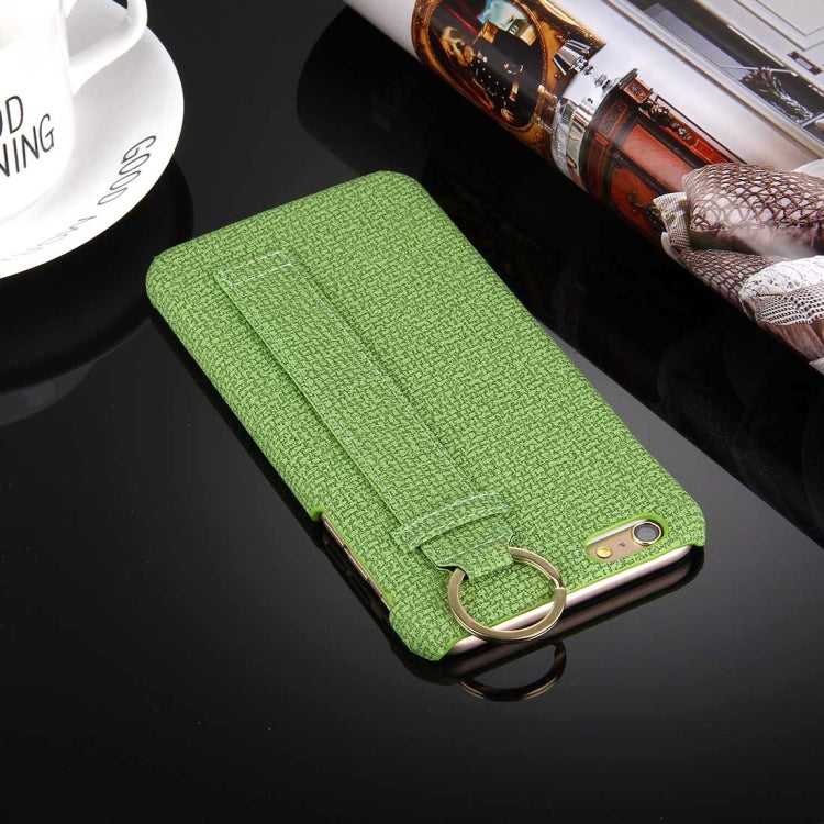 For iPhone 6 & 6s Denim Texture Paste Skin Leather Case with Holder & Ring & Elastic Hand Strap