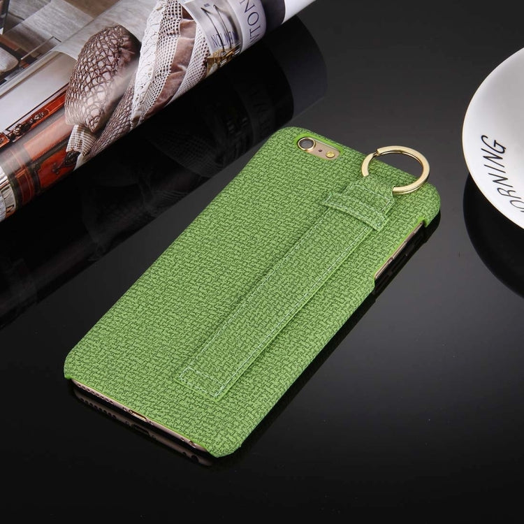 For iPhone 6 & 6s Denim Texture Paste Skin Leather Case with Holder & Ring & Elastic Hand Strap