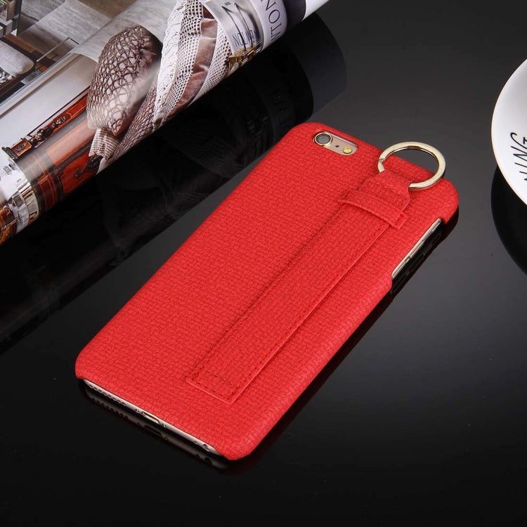 For iPhone 6 & 6s Denim Texture Paste Skin Leather Case with Holder & Ring & Elastic Hand Strap