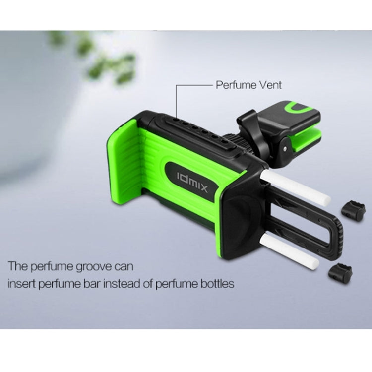 IDMIX M01 Universal Perfume Groove Car Air Vent Mount Phone Navigation Holder(Black + Green), For iPhone, Samsung, Sony, Huawei, Xiaomi and Other Smartphones