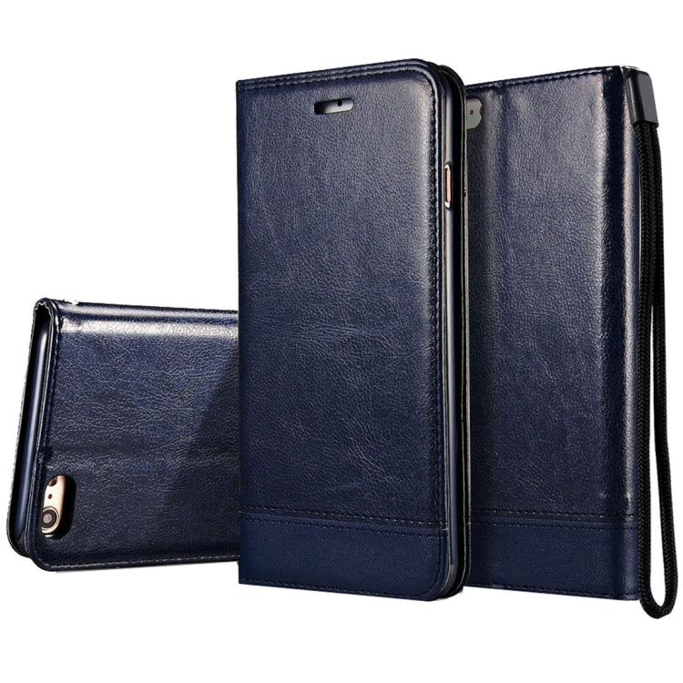 For iPhone 6 & 6s Double-sided Absorption Splicing Horizontal Flip Leather Case with Holder & Card Slots & Lanyard