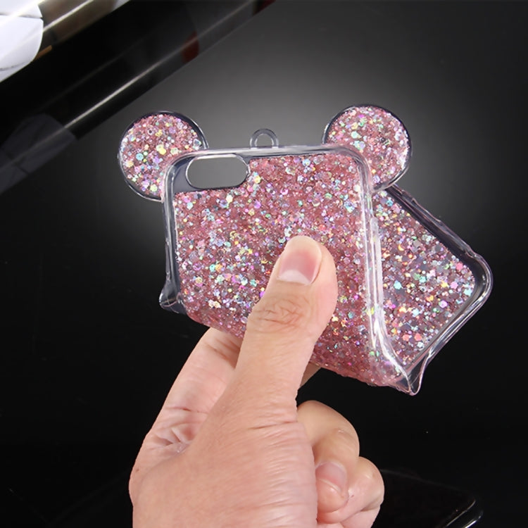 For iPhone 6 & 6s Glitter Powder Mouse Ear Soft TPU Protective Case with Sling Hole