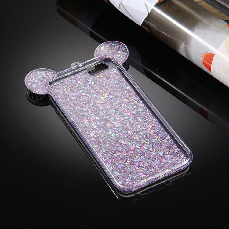 For iPhone 6 & 6s Glitter Powder Mouse Ear Soft TPU Protective Case with Sling Hole