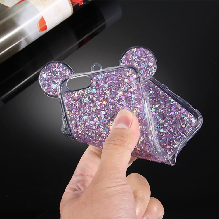 For iPhone 6 & 6s Glitter Powder Mouse Ear Soft TPU Protective Case with Sling Hole