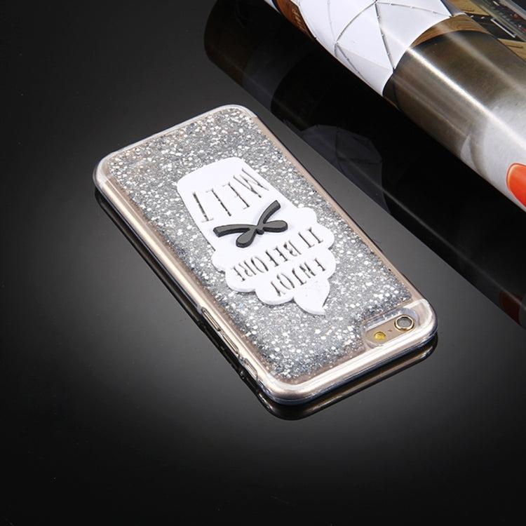 For iPhone 6 & 6s Glitter Powder Ice Cream Words Pattern Soft TPU Protective Case(Silver)