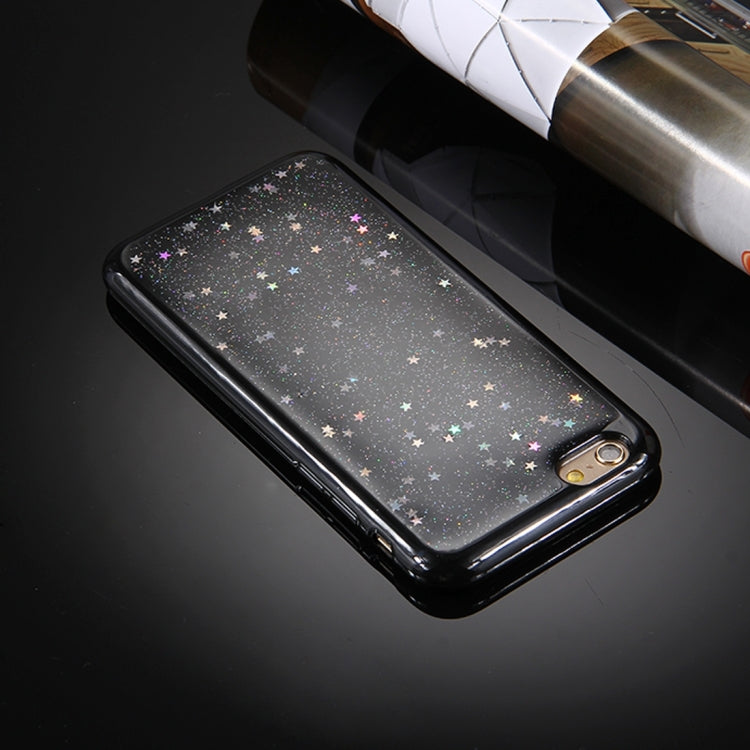 For iPhone 6 & 6s Stars Glitter Powder Soft TPU Protective Case(Black)