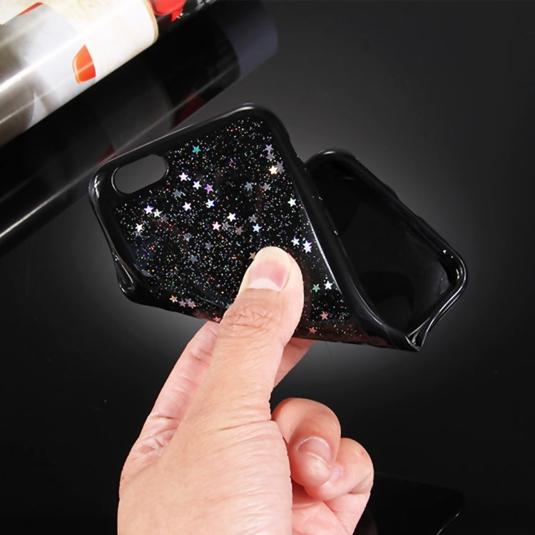 For iPhone 6 & 6s Stars Glitter Powder Soft TPU Protective Case(Black)