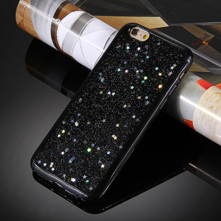 For iPhone 6 & 6s Stars Glitter Powder Soft TPU Protective Case(Black)