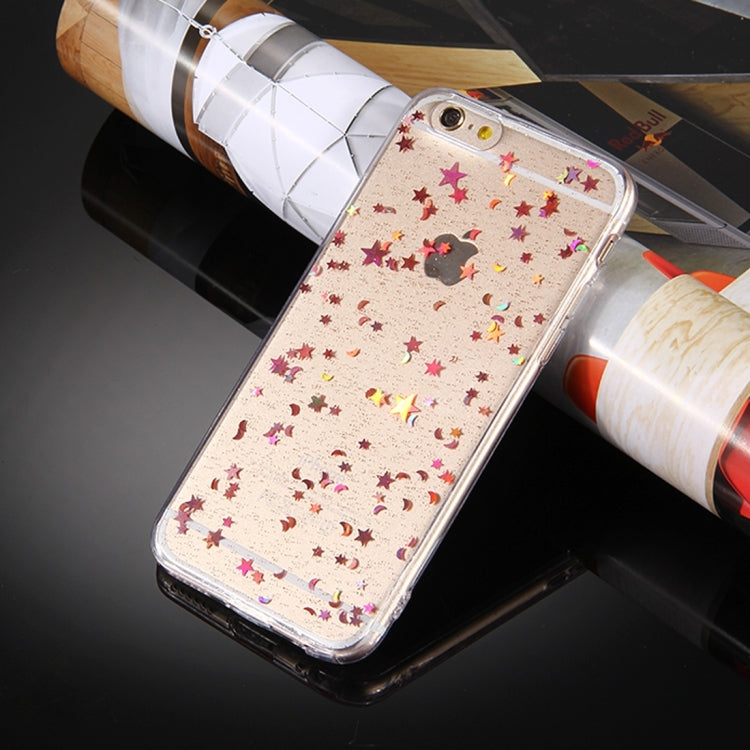 For iPhone 6 & 6s Transparent Stars Moon Glitter Powder Soft TPU Protective Case