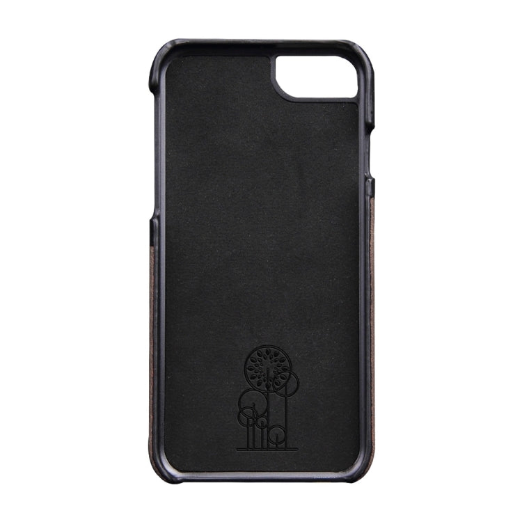 For iPhone 6 & 6s Genuine Cowhide Leather Color Matching Back Cover Case with Card Slot