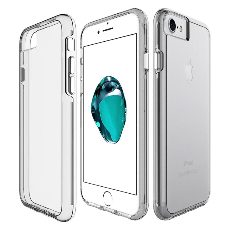 For iPhone 6 & 6s PC + TPU Chrome Plated Press Button Transparent Protective Back Cover Case