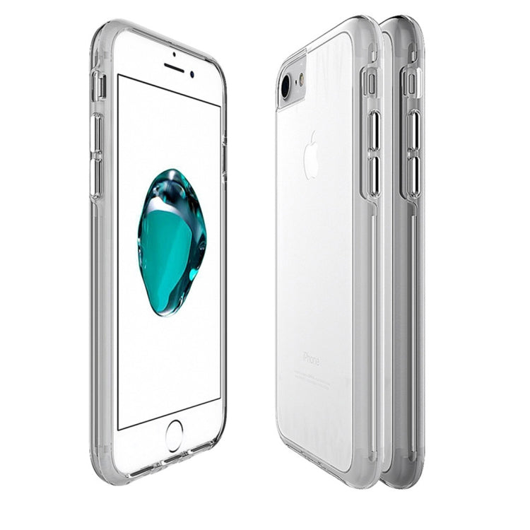 For iPhone 6 & 6s PC + TPU Chrome Plated Press Button Transparent Protective Back Cover Case