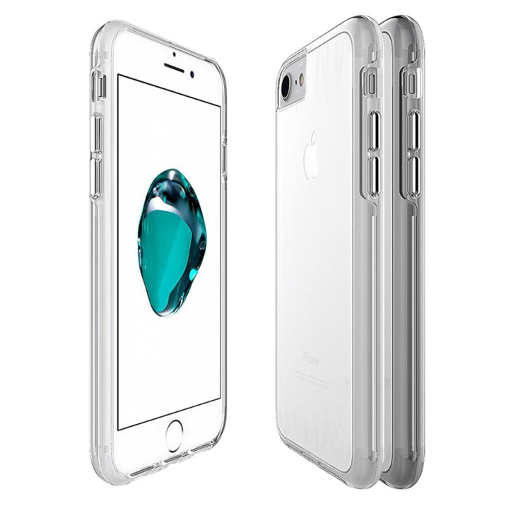 For iPhone 6 & 6s PC + TPU Chrome Plated Press Button Transparent Protective Back Cover Case